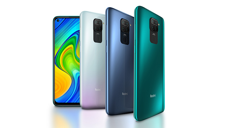 Xiaomi Redmi Note 9 Das Xiaomi Redmi Note 9 in Weiß, Grau und Grün.