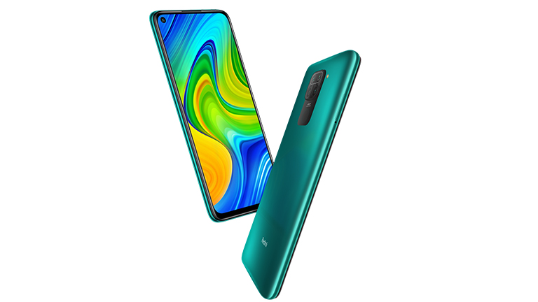 Xiaomi Redmi Note 9 Das Xiaomi Redmi Note 9 in Grün von vorne und hinten.