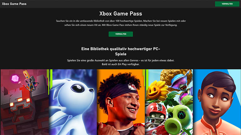 Game Pass Ultimate Screenshot der Xbox-App auf dem PC.