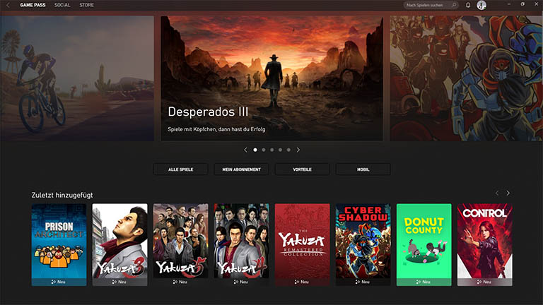 Game Pass Ultimate Screenshot der Xbox-App auf dem PC.