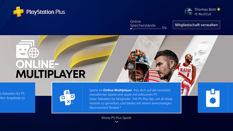 PS Plus Screenshot einer PS-Plus-Seite auf der PS4.