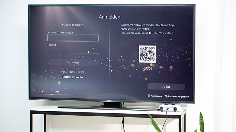 Playstation 5 Der Anmelde-Bildschirm bei einer PlayStation 5.