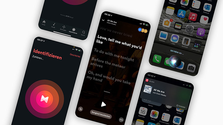 Musixmatch und Siri Screenshots von MusiXmatch und Siri auf einem iPhone.