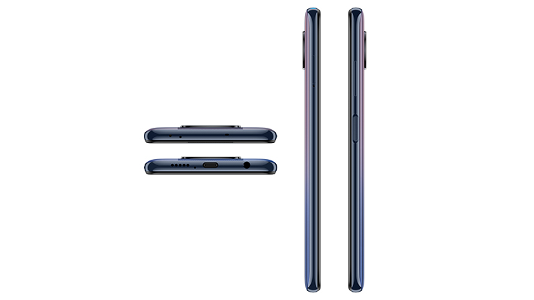 POCO X3 Pro Das Poco X3 Pro von der Seite, von unten und von oben.