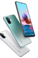 Das Redmi Note 10 in den drei Farben Onyx Gray, Pebble White und Lake Green.
