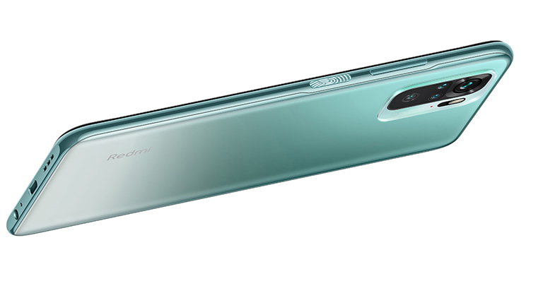 Xiaomi Redmi Note 10 Die Rückseite des Redmi Note 10 in der Farbe Lake Green.
