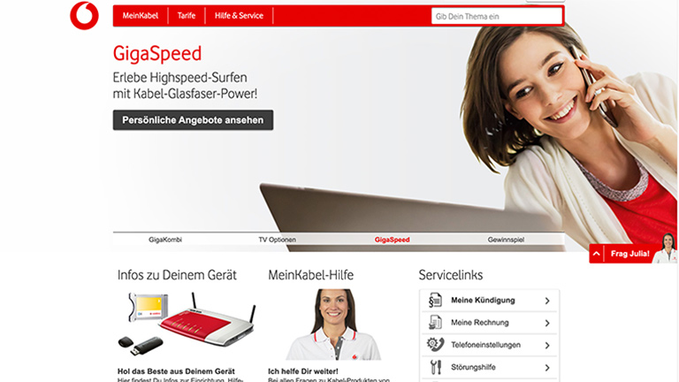 Vodafone Screenshot von MeinVodafone.