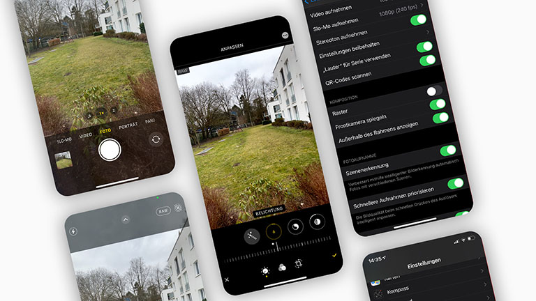 iPhone 12 Tipps und Tricks Screenshots der Kamera und der Einstellungen rund um Apple ProRAW.