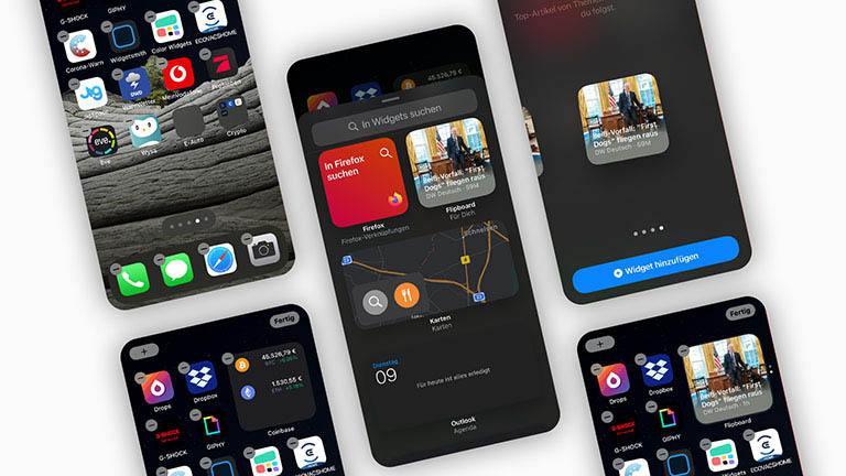 iPhone 12 Tipps und Tricks Screenshots vom Vorgang zum Erstellen eines Widget-Stapels.