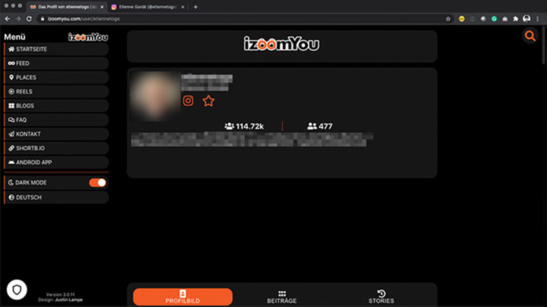 izoomYou Screenshot der Web-App von izoomYou.