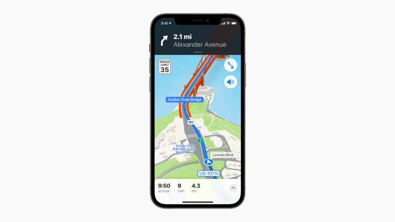 Maps Ein Screenshot von Apple Maps zeigt einen auf einer 3D-Karte eingezeichneten Zebrastreifen.