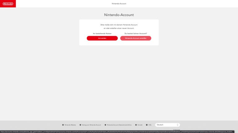 Nintendo Account erstellen Screenshot von der Account-Erstellung bei Nintendo.