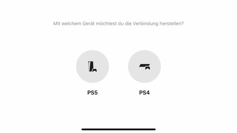 Remote Play Playstation Screenshot der Konsolen-Auswahl in der Remote-Play-App.