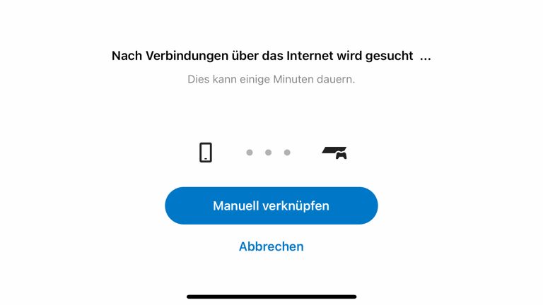 Remote Play Playstation Screenshot der Konsolen-Suche in der Remote-Play-App.