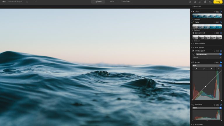 Bildbearbeitung am Mac Screenshot der Benutzeroberfläche von Apple Fotos.