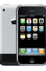 Produktbild des ersten iPhones mit Blick auf Front und Rückseite.