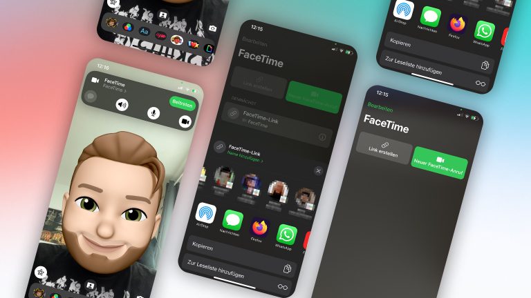Screenshots der neuen Funktionen von FaceTime unter iOS 15.