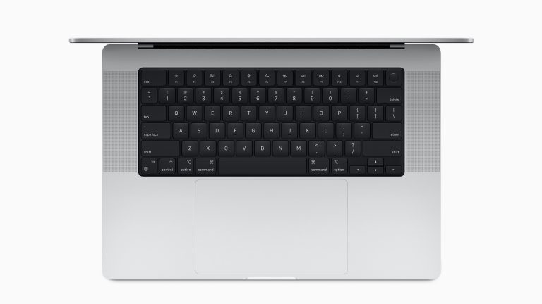 Apple MacBook Pro 16 Zoll Blick auf die Tastatur im neuen MacBook Pro.