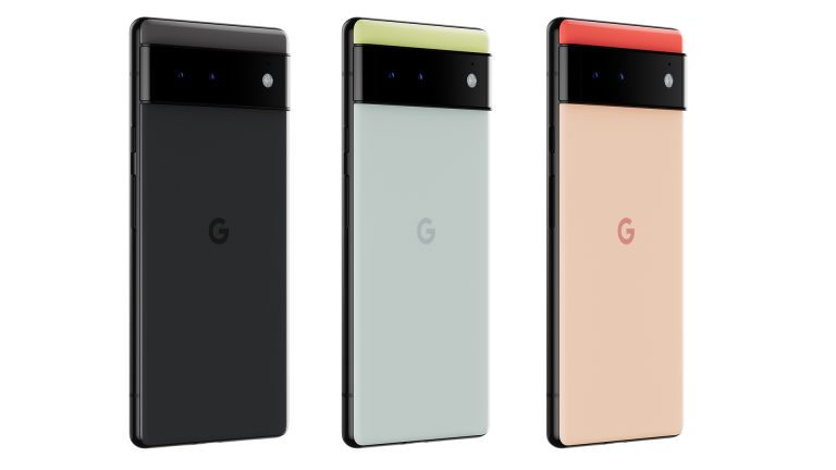 Google Pixel 6 Produktbild der drei Farbvarianten des Pixel 6.