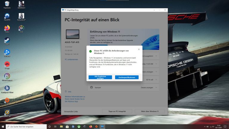 PC Integritätsprüfung Screenshot der PC-Integrationsprüfung unter Windows 10.