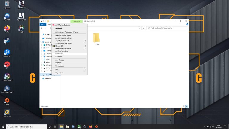 USB-Stick formatieren Windows Screenshot der Formatierung eines USB-Sticks unter Windows 10.