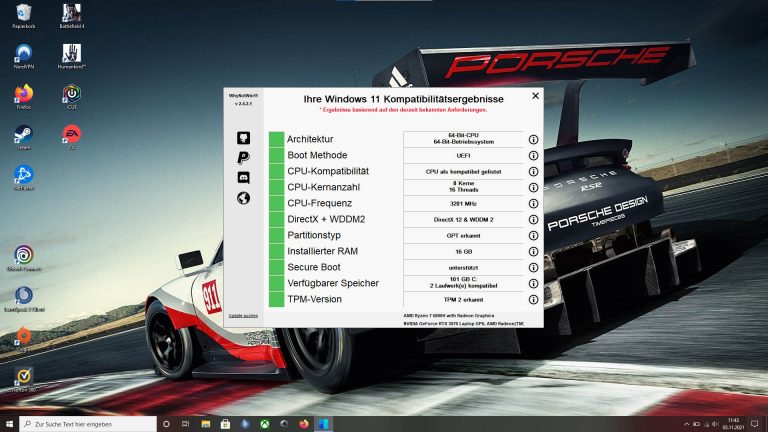 WhyNotWin11 Screenshot von „WhyNotWin11“ unter Windows 10.