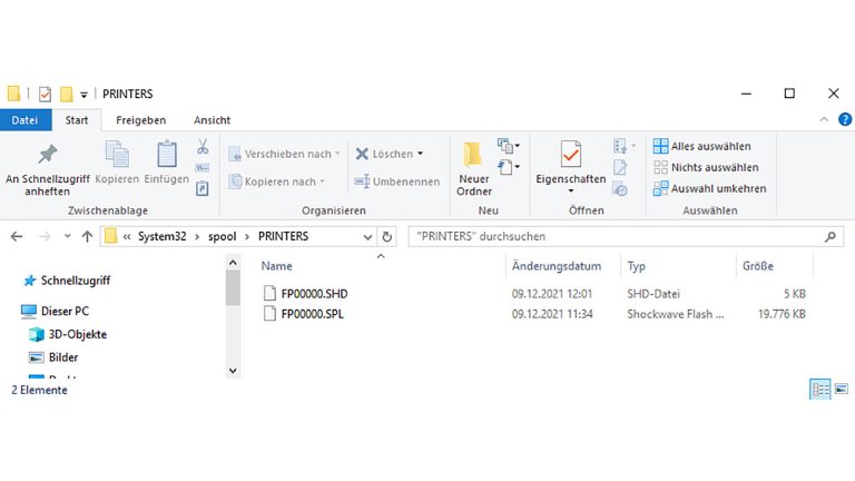 Druckerwarteschlange löschen Screenshot Windows Pfad Druckerspeicher