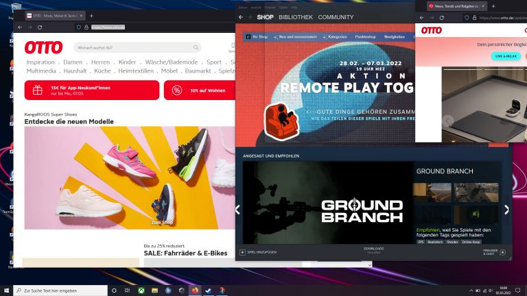 Screenshot eines Windows-Desktops, auf dem mehrere Fenster geöffnet sind.