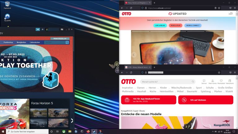 Screenshot eines Windows-Desktops, auf dem mehrere Fenster geöffnet sind.
