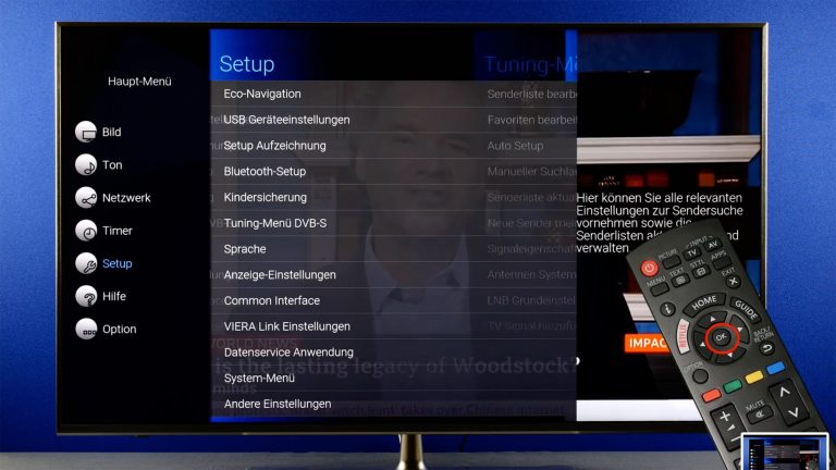 Panasonic-TV: Sendersuchlauf und Sender sortieren Screenshot des Sendersuchlaufs auf einem Panasonic-TV.