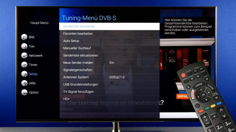 Panasonic-TV: Sendersuchlauf und Sender sortieren Screenshot des Sendersuchlaufs auf einem Panasonic-TV.