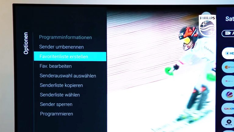 Philips-TV Sender sortieren Screenshot Sender sortieren Philips-TV