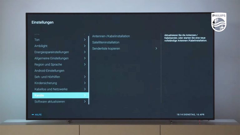 Philips-TV Sendersuche Screenshot Sendersuche Philips-TV