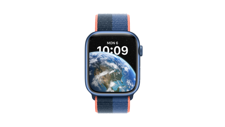watchOS 9 Foto einer Apple Watch, auf der ein neues Watchface zu sehen ist.