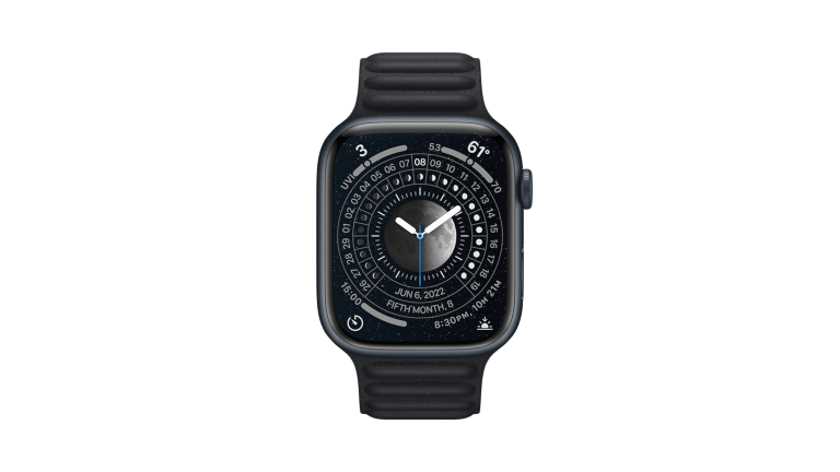 watchOS 9 Foto einer Apple Watch, auf der ein neues Watchface zu sehen ist.