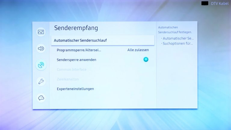 Screenshot Sendersuche Samsung-TV.
