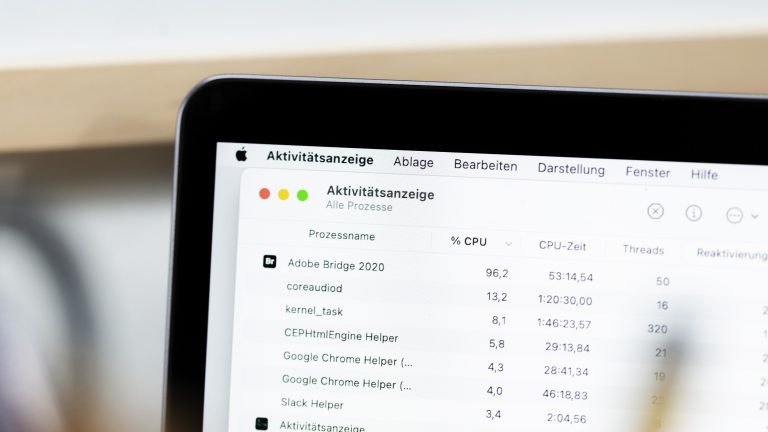 Detailansicht der Aktivitätsanzeige auf einem MacBook.