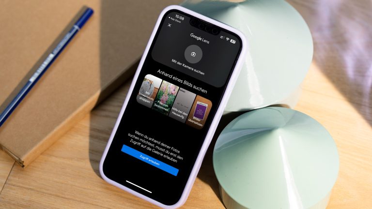 Auf einem iPhone ist Google Lens geöffnet.