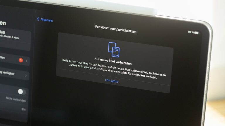 Detailansicht des Zurücksetzungs-Menüs bei einem iPad Pro. Detailansicht des Zurücksetzungs-Menüs bei einem iPad Pro.
