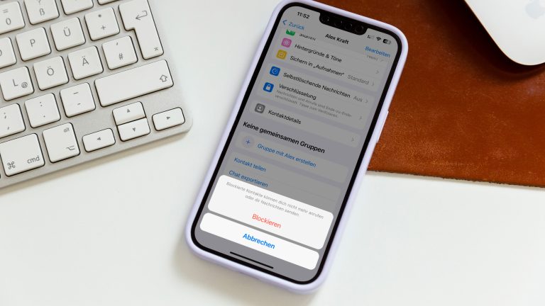 Blick auf die Blockieren-Option von WhatsApp auf einem iPhone.