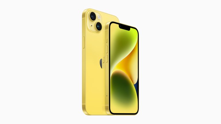 Produktfoto eines iPhone 14 und 14 Plus in der seit März 2023 neue Farbe Gelb. Produktfoto eines iPhone 14 und 14 Plus in der seit März 2023 neue Farbe Gelb.