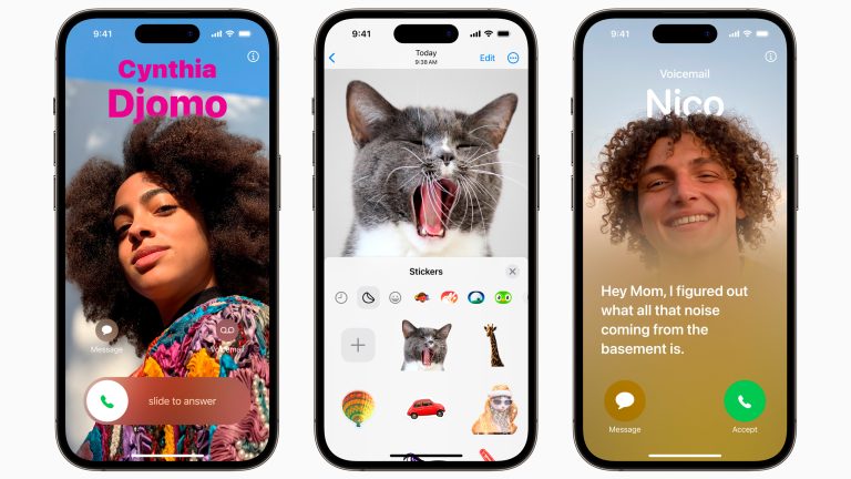 Drei Screenshots zu iOS 17 demonstrieren dessen neue Funktionen. Drei Screenshots zu iOS 17 demonstrieren dessen neue Funktionen.