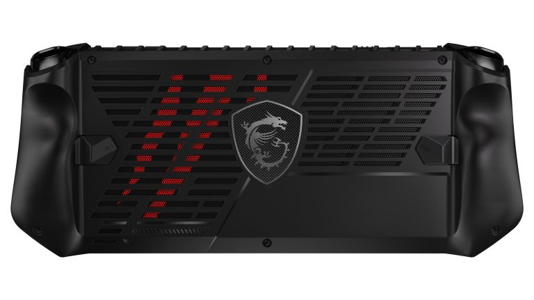 Produkfoto der Rückseite des MSI Claw. Produkfoto der Rückseite des MSI Claw.