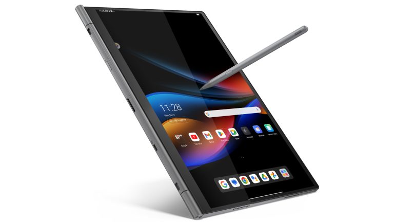 Ein ThinkBook Plus Gen 5 mit umgeklapptem Display im Android-Modus.