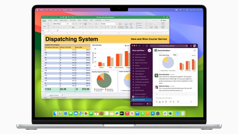 Produktfoto eines MacBook Air, auf dem mehrere Apps geöffnet sind. Produktfoto eines MacBook Air, auf dem mehrere Apps geöffnet sind.