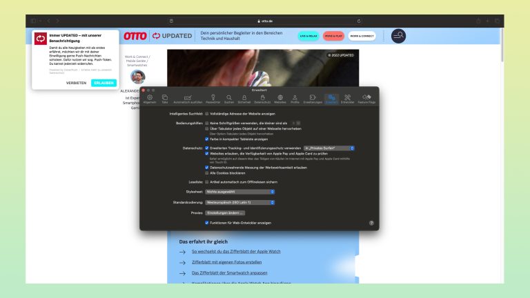Screenshots ganzer Seiten: So klappt es bei iPhone, PC & Co. Screenshot der Einstellungen von Safari auf einem Mac.