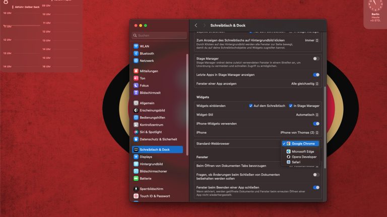 Ein Screenshot der Einstellungen unter macOS. Ein Screenshot der Einstellungen unter macOS.