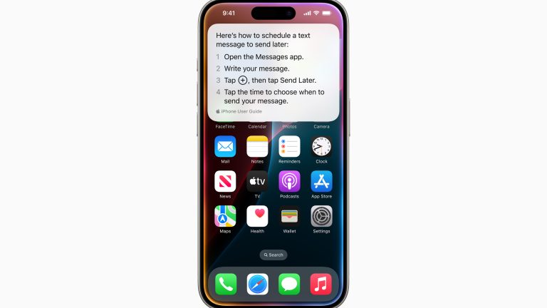 Screenshot der neuen Siri-Darstellung mit bunt leuchtendem Rahmen um das Display Screenshot der neuen Siri-Darstellung mit bunt leuchtendem Rahmen um das Display.