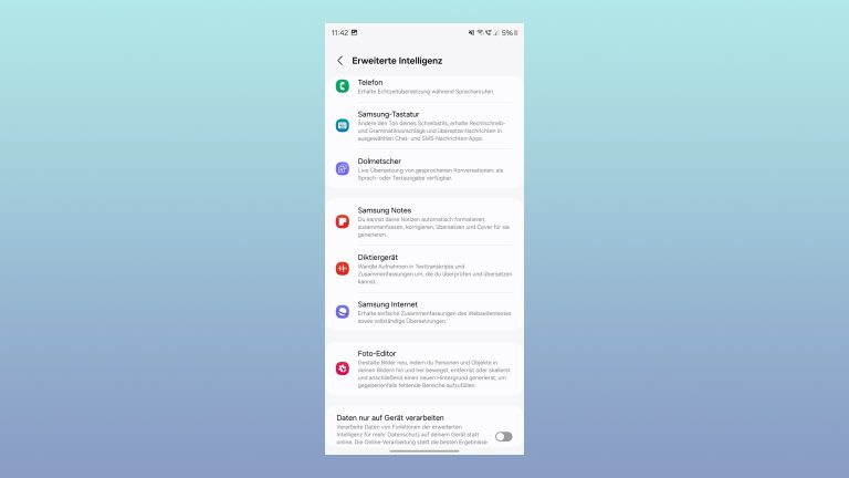 Die Einstellungen zur Erweiterten Intelligenz unter One UI 6.