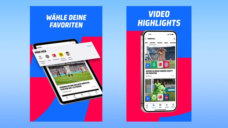 Zwei Screenshots aus der Sport1-App Zwei Screenshots aus der Sport1-App.